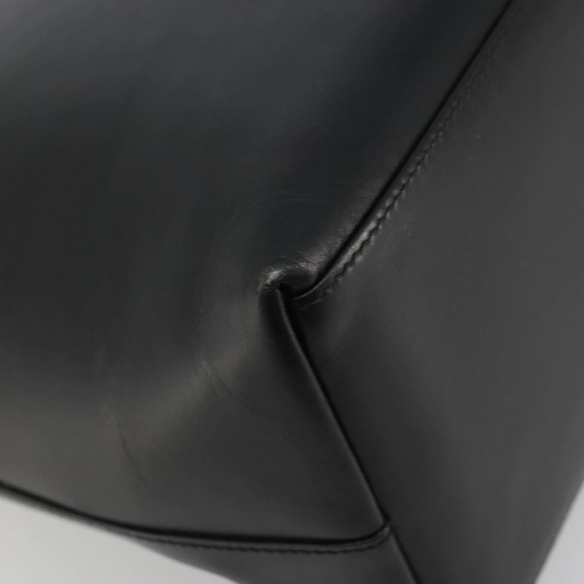 GUCCI Bamboo Shoulder Bag Leather Black Gold Auth 175213
