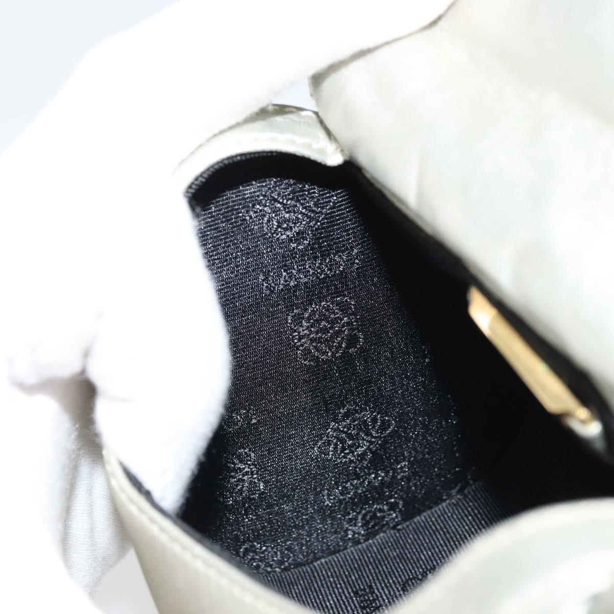 LOEWE Anagram Hand Pouch Leather Silver Auth 175225A