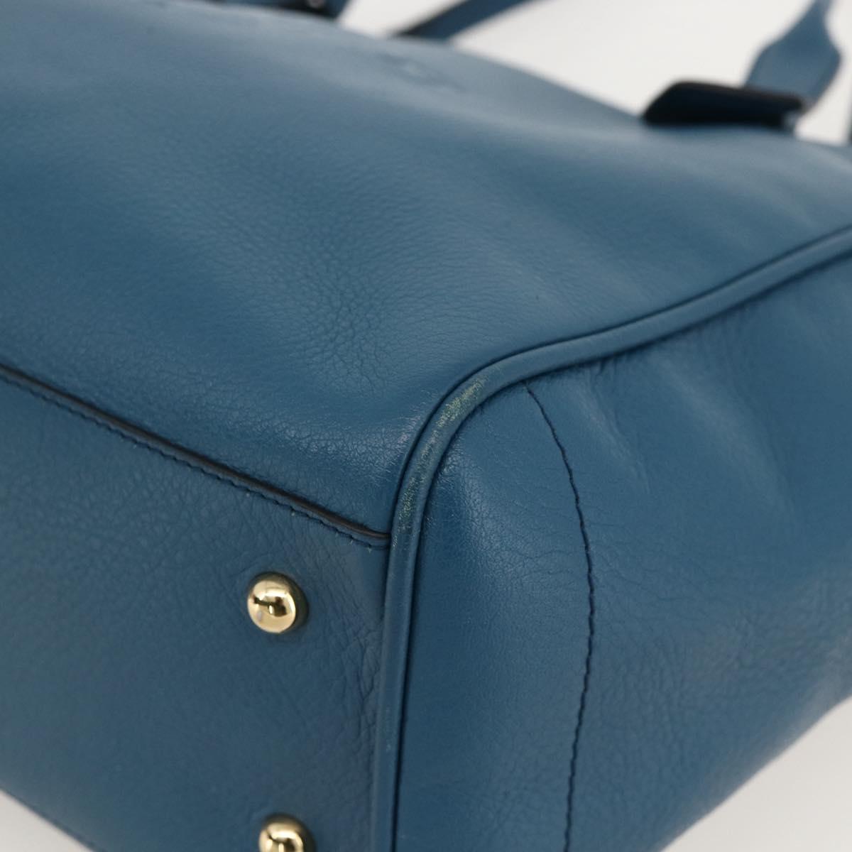 LOEWE Heritage Tote Bag Leather Gold Blue Auth 175236A