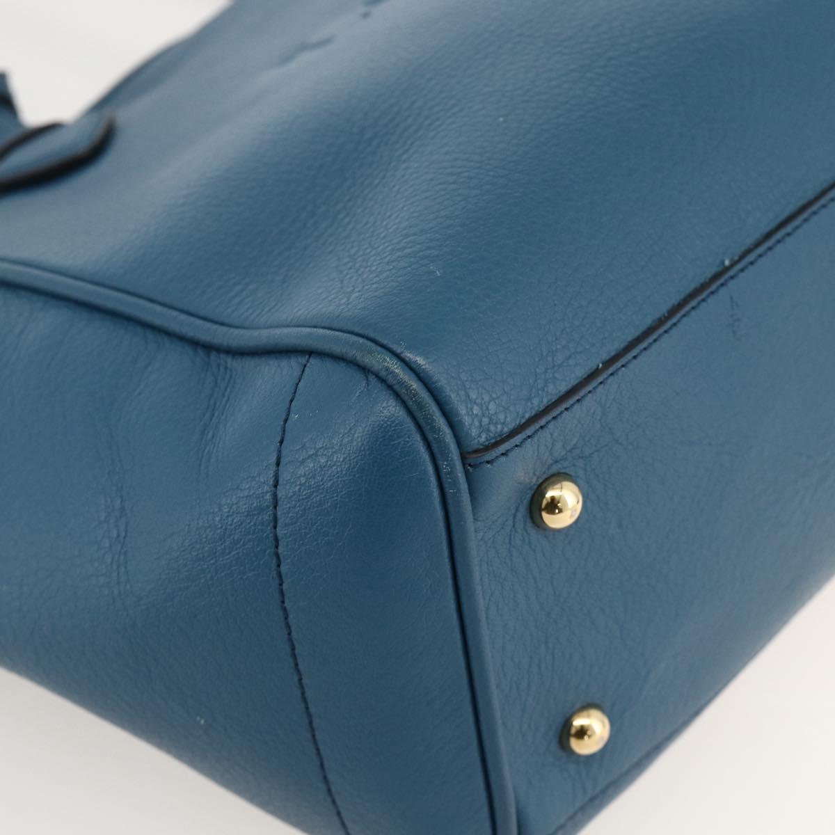LOEWE Heritage Tote Bag Leather Gold Blue Auth 175236A