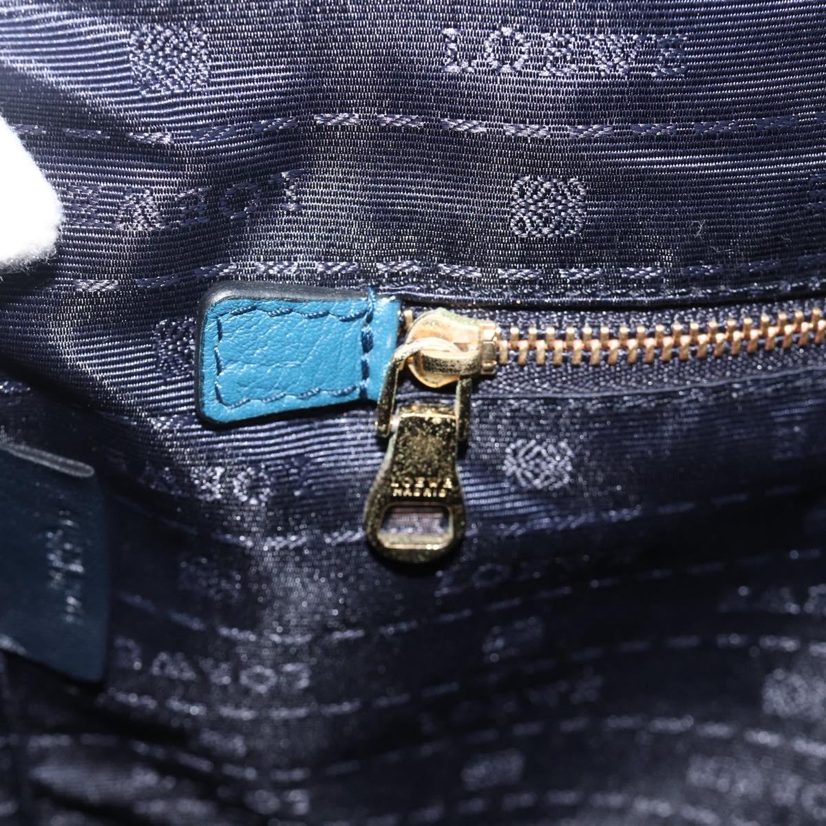 LOEWE Heritage Tote Bag Leather Gold Blue Auth 175236A