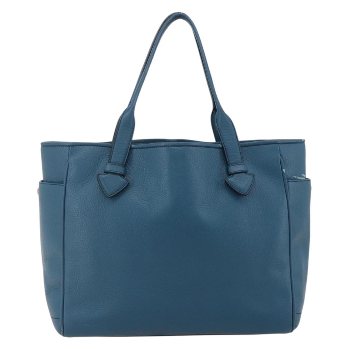 LOEWE Heritage Tote Bag Leather Gold Blue Auth 175236A