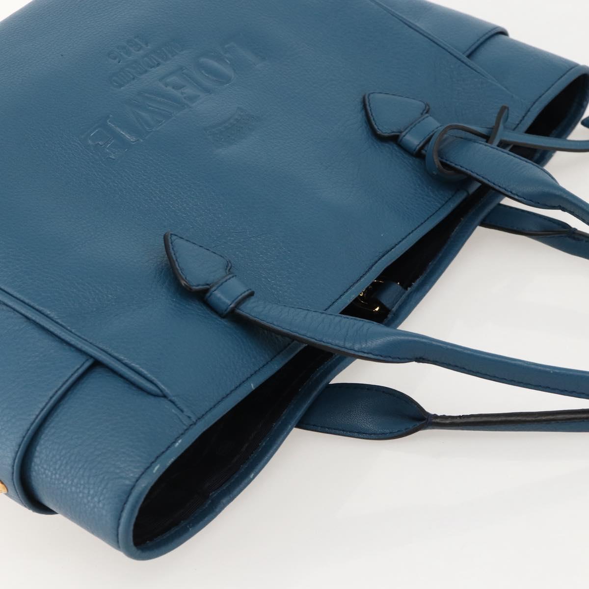 LOEWE Heritage Tote Bag Leather Gold Blue Auth 175236A