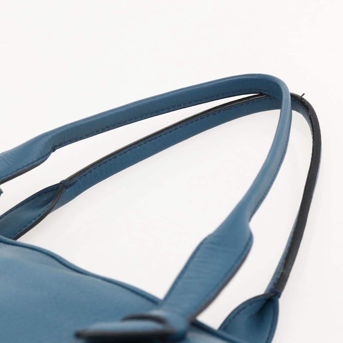 LOEWE Heritage Tote Bag Leather Gold Blue Auth 175236A