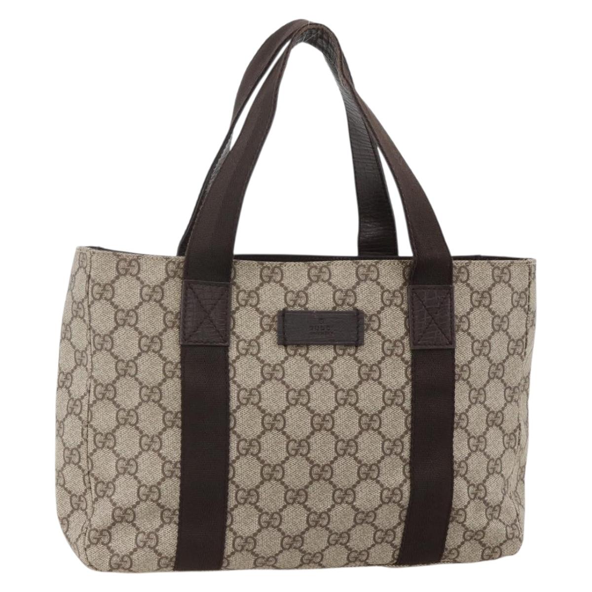 GUCCI GG Supreme Hand Bag PVC Beige 141976 Auth 175237A
