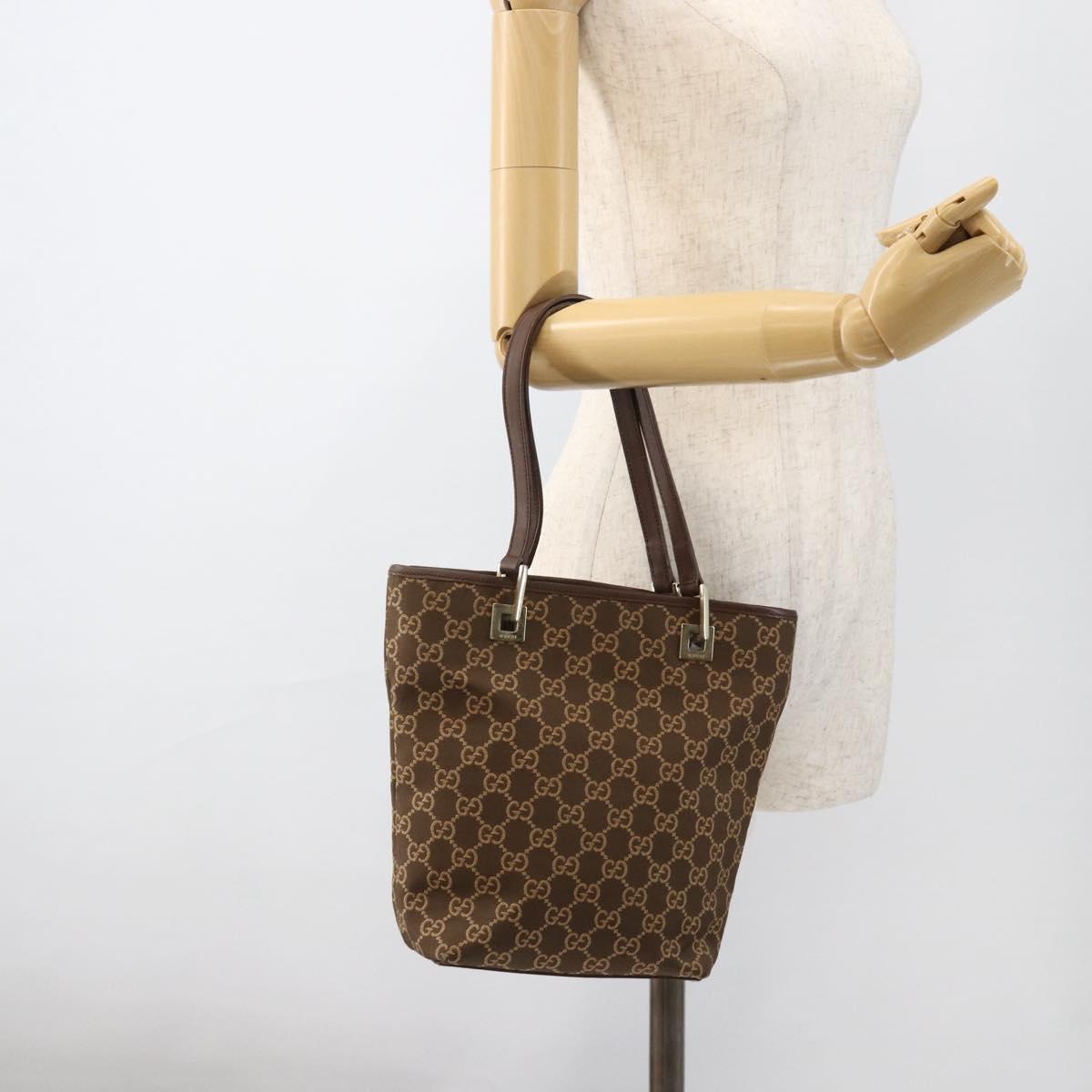 GUCCI GG Canvas Tote Bag Brown Gold 002 1099 3444 Auth 175244