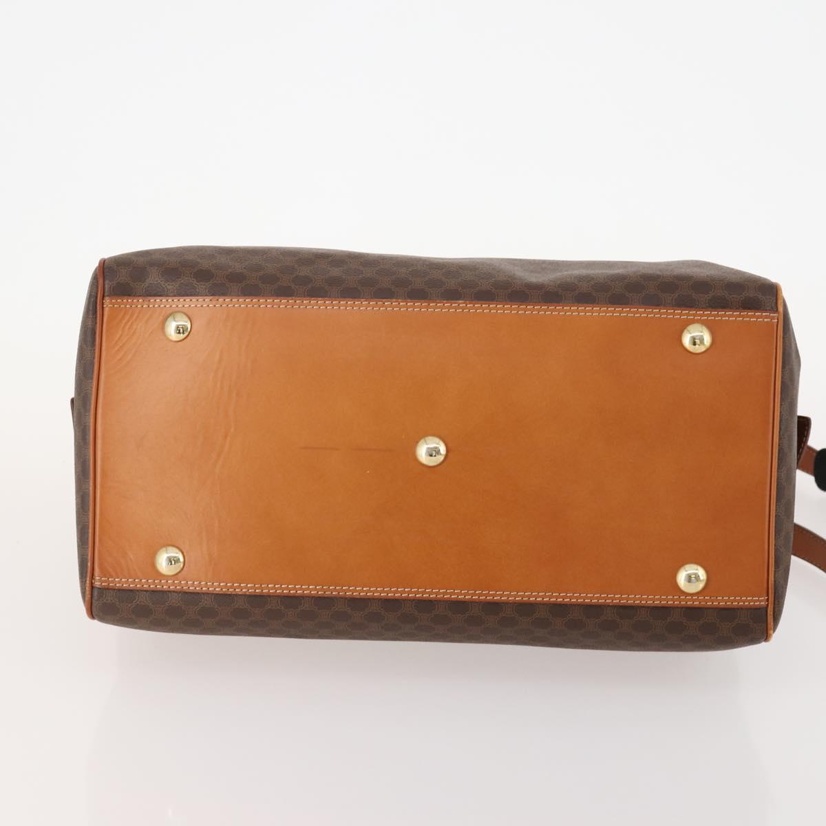 CELINE Macadam Canvas Boston Bag PVC Leather 2way Brown Gold Auth 175248A