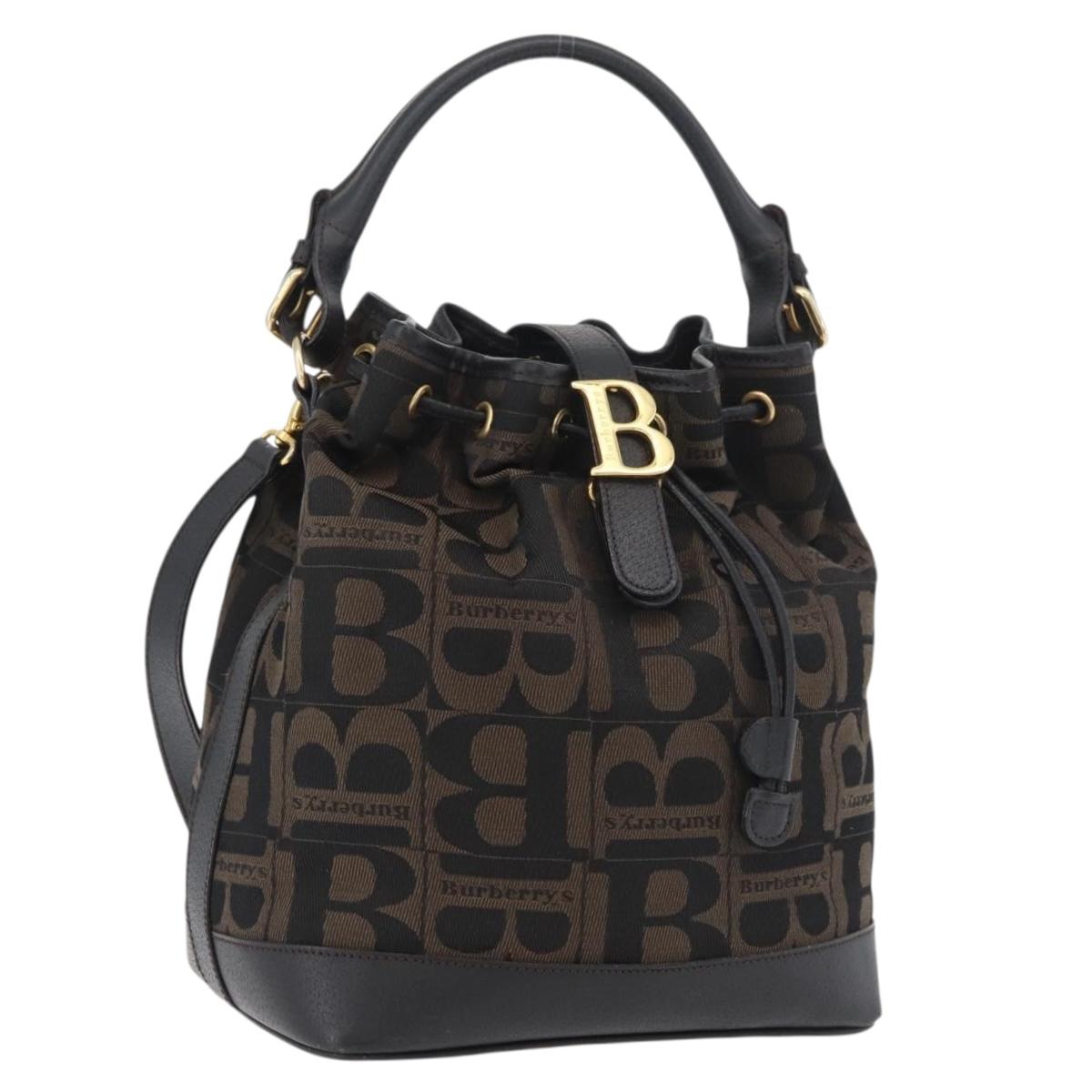 Burberrys Purse Hand Bag Canvas 2way Brown Gold Auth 175256A