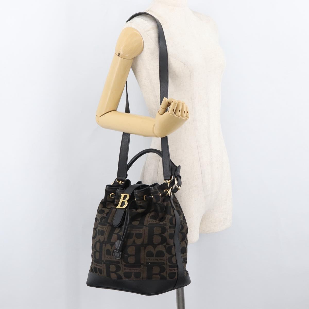 Burberrys Purse Hand Bag Canvas 2way Brown Gold Auth 175256A