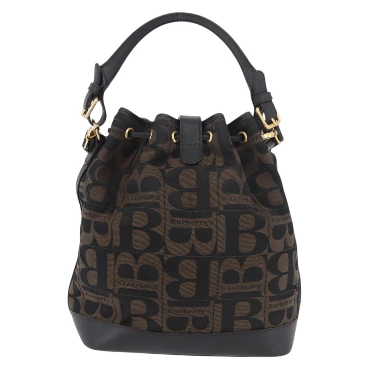 Burberrys Purse Hand Bag Canvas 2way Brown Gold Auth 175256A