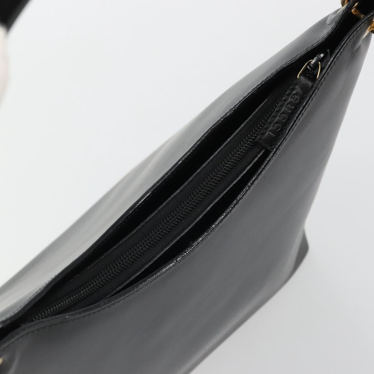 GUCCI Bamboo Shoulder Bag Leather Black Gold 001 2122 3006 Auth 175260