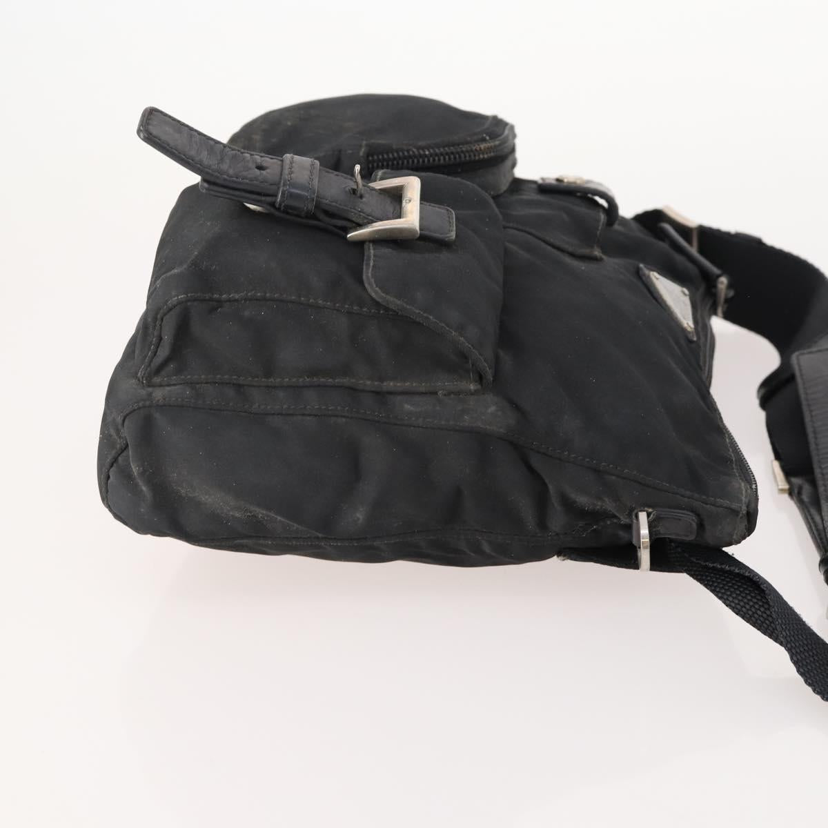 PRADA Waist bag Nylon Black Silver Auth 175272
