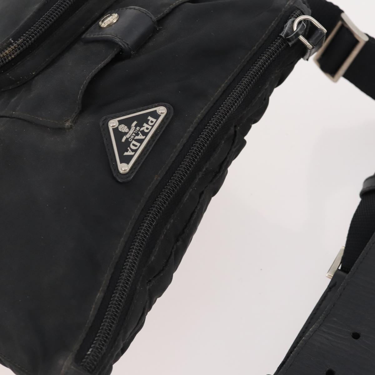 PRADA Waist bag Nylon Black Silver Auth 175272