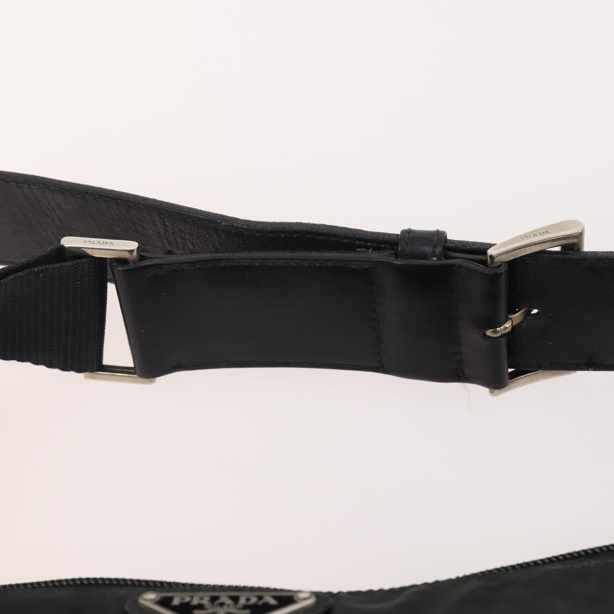 PRADA Waist bag Nylon Black Silver Auth 175272