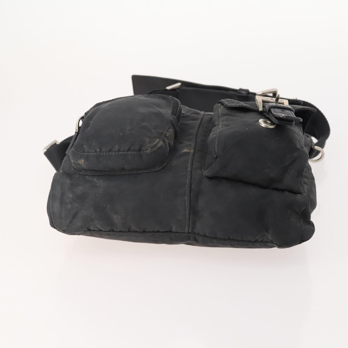 PRADA Waist bag Nylon Black Silver Auth 175272