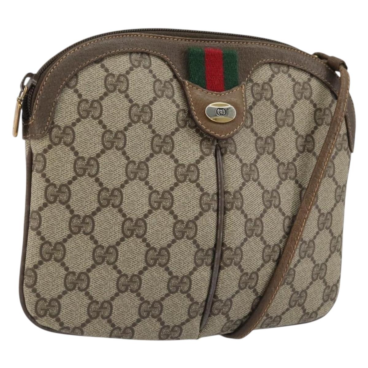 GUCCI GG Supreme Web Sherry Line Bag PVC Beige Gold 904 02 047 Auth 175286