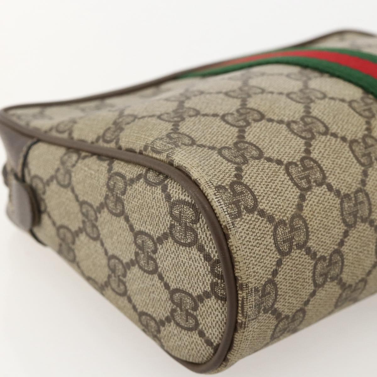 GUCCI GG Supreme Web Sherry Line Bag PVC Beige Red Green 56 01 012 Auth 175288