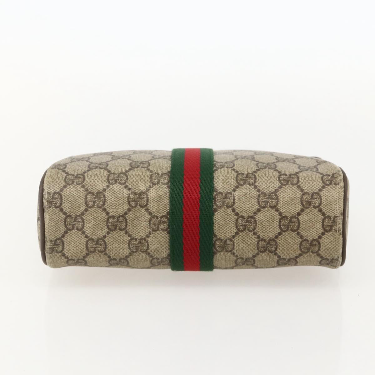 GUCCI GG Supreme Web Sherry Line Bag PVC Beige Red Green 56 01 012 Auth 175288