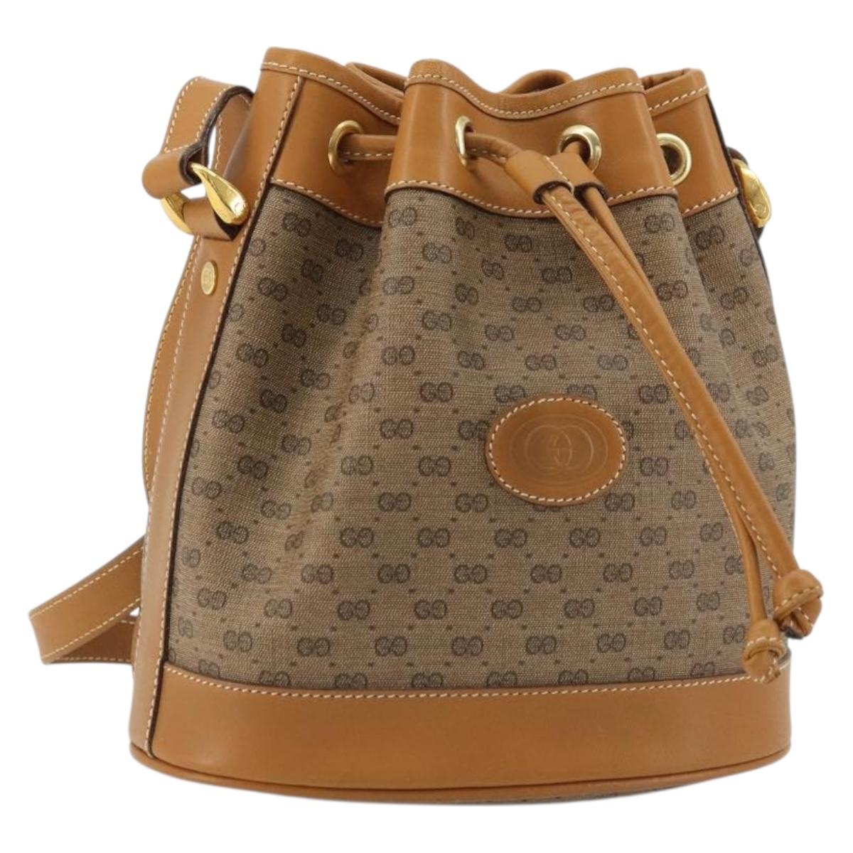 GUCCI Micro GG Supreme Purse Shoulder Bag PVC Beige Gold 007 86 0044 Auth 175290