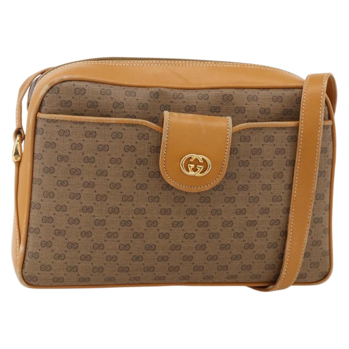 GUCCI Micro GG Supreme Shoulder Bag PVC Beige Gold 001 098 1244 Auth 175291