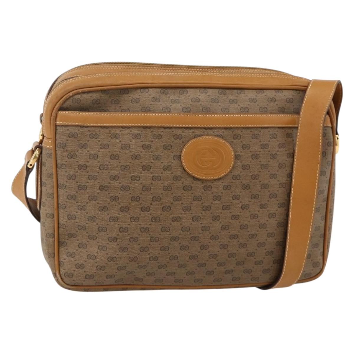 GUCCI Micro GG Supreme Shoulder Bag PVC Beige Gold Auth 175292