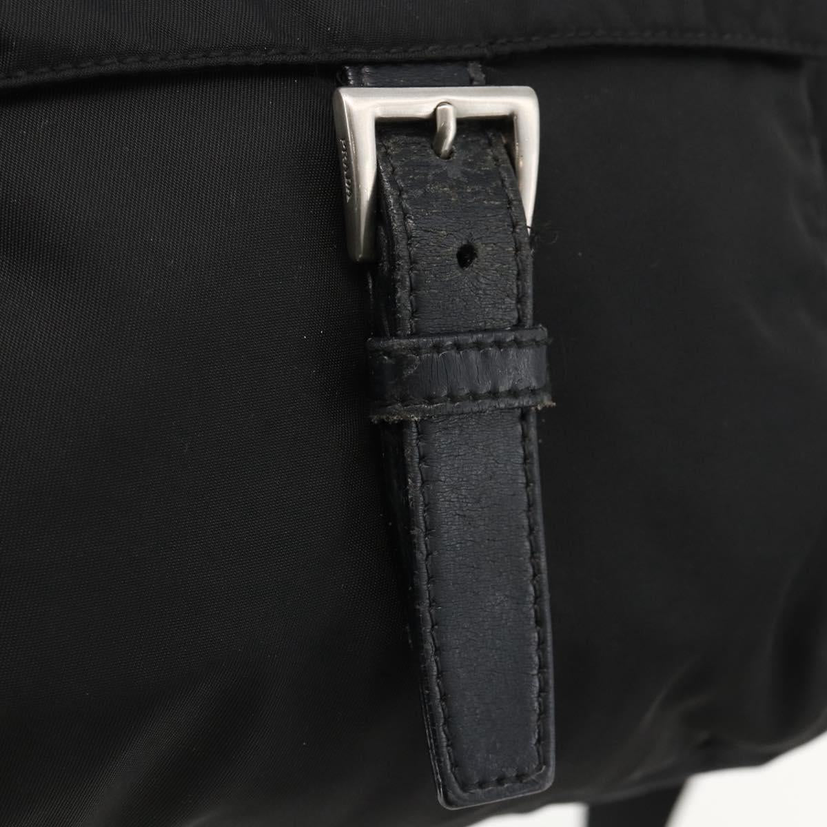 PRADA Shoulder Bag Nylon Black Silver Auth 175302