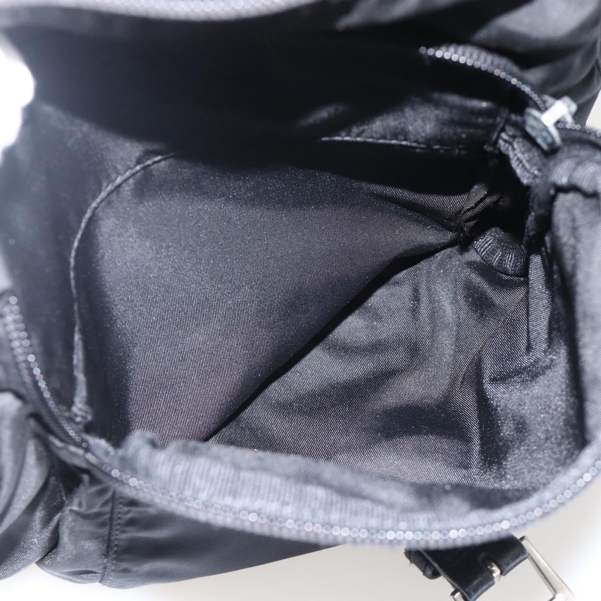 PRADA Shoulder Bag Nylon Black Silver Auth 175302
