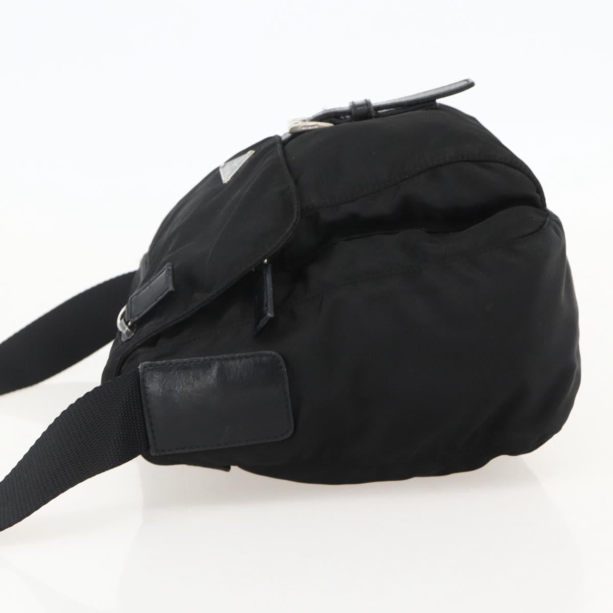 PRADA Shoulder Bag Nylon Black Silver Auth 175302