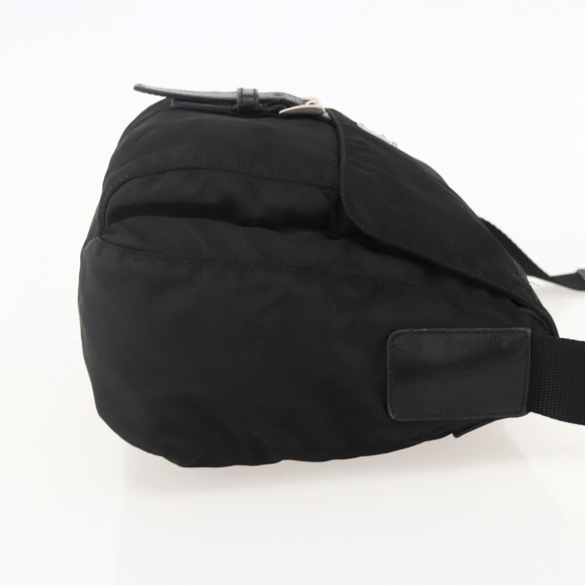 PRADA Shoulder Bag Nylon Black Silver Auth 175302