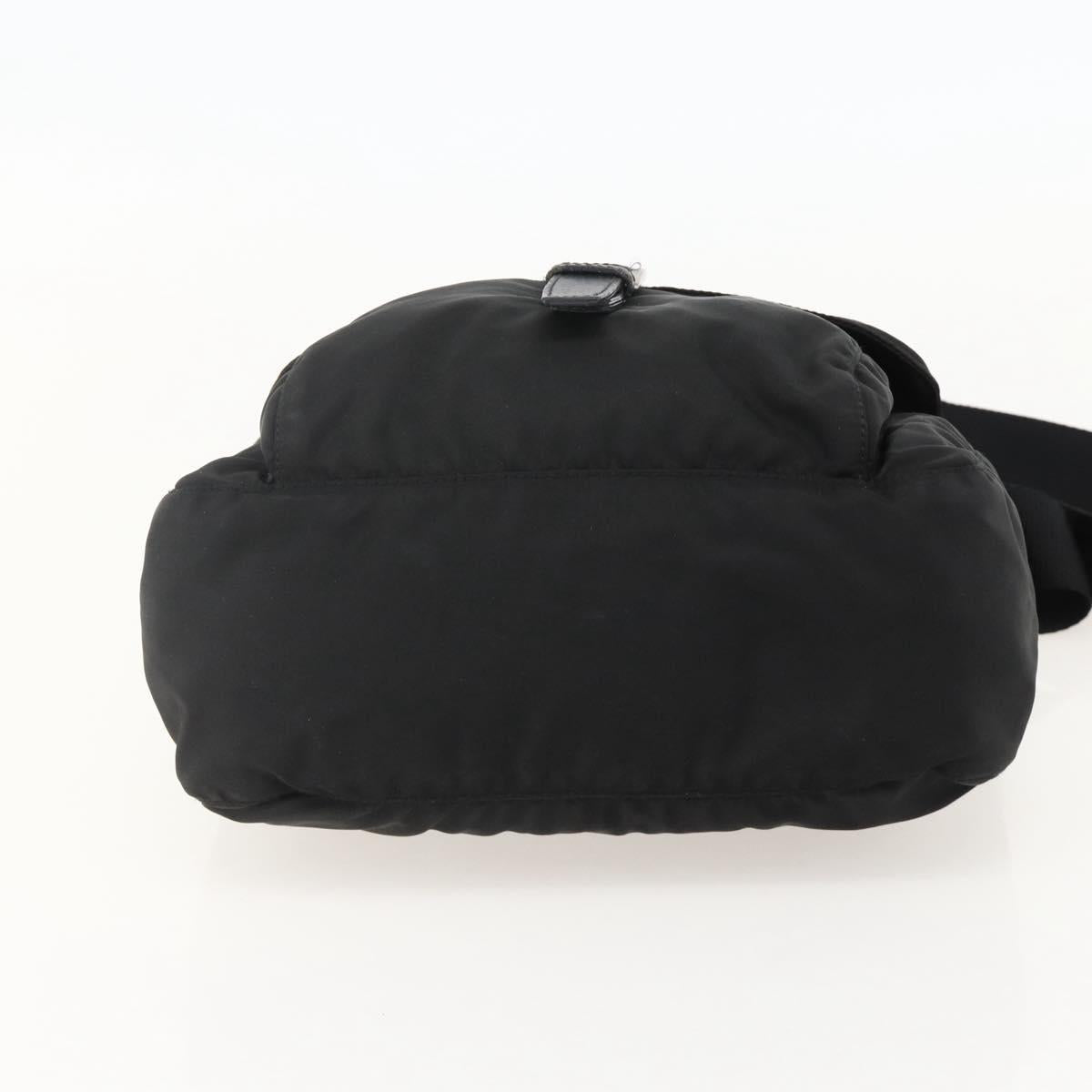 PRADA Shoulder Bag Nylon Black Silver Auth 175302
