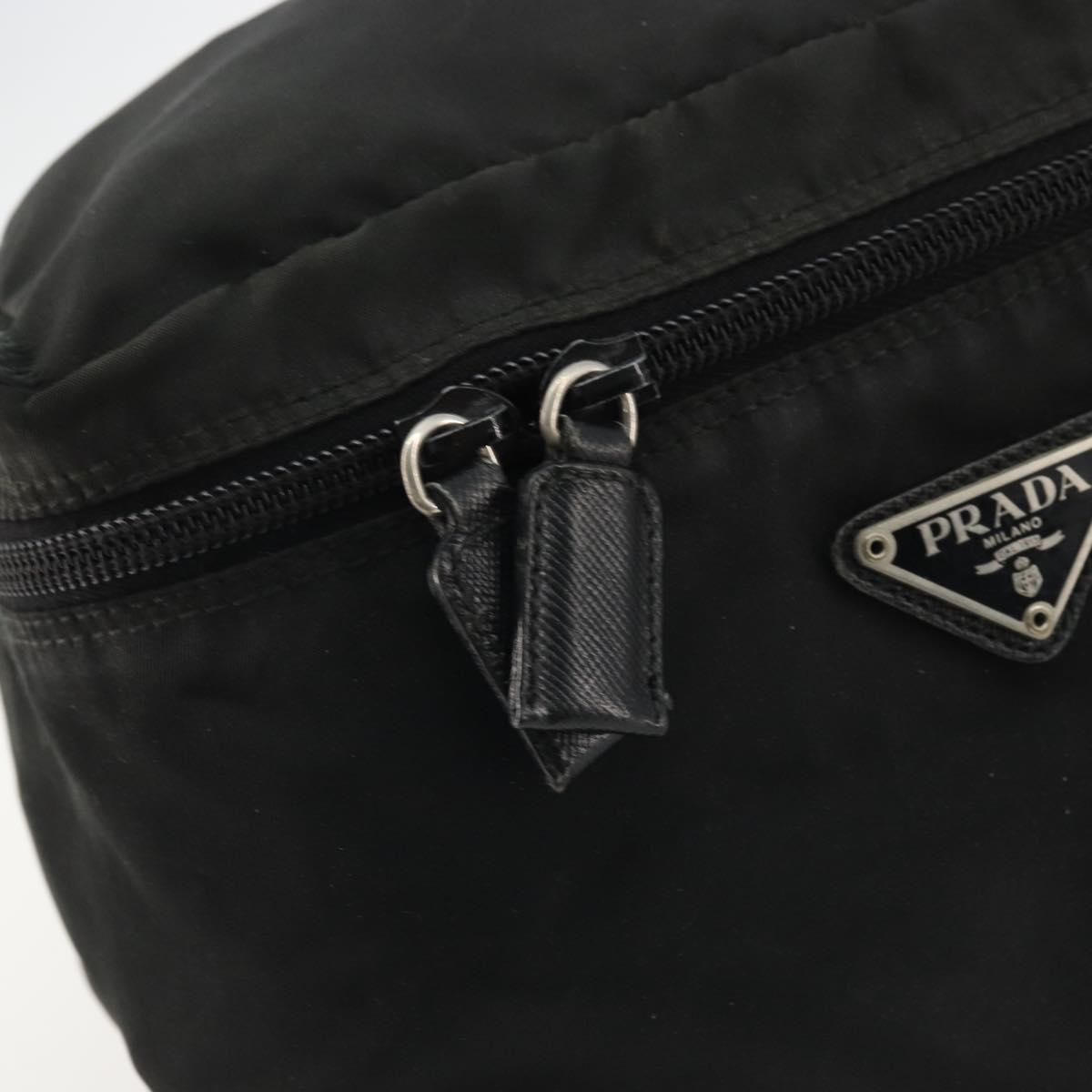PRADA Vanity Pouch Nylon Black Silver Auth 175305
