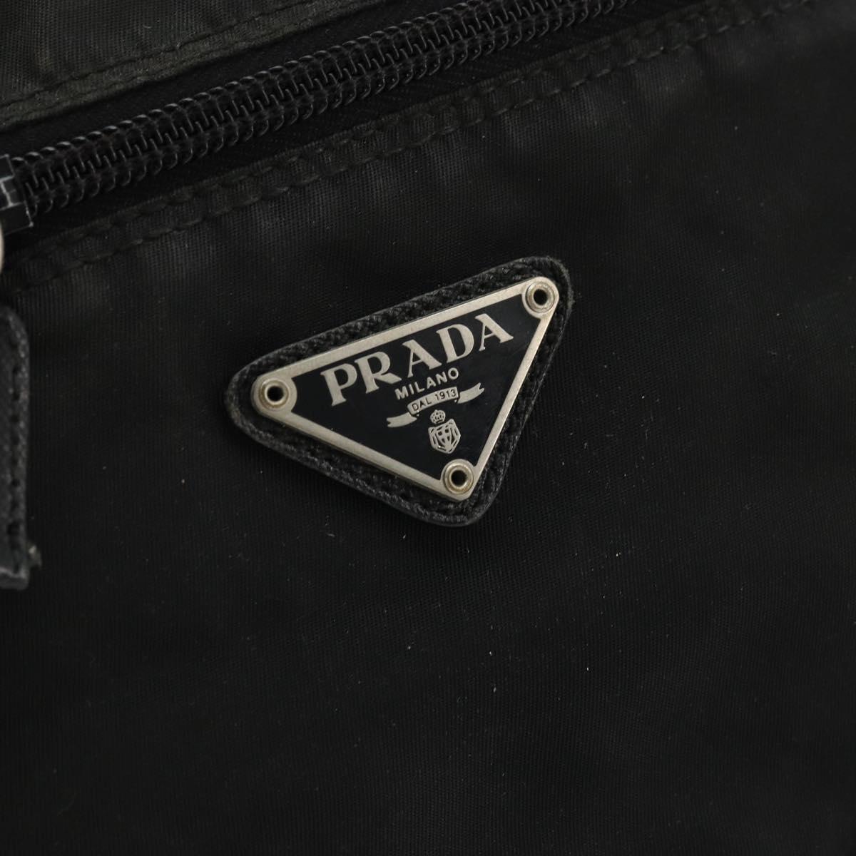 PRADA Vanity Pouch Nylon Black Silver Auth 175305