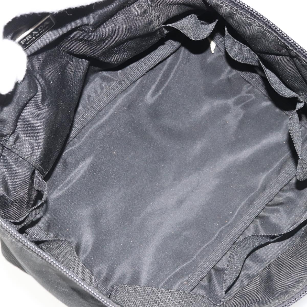 PRADA Vanity Pouch Nylon Black Silver Auth 175305