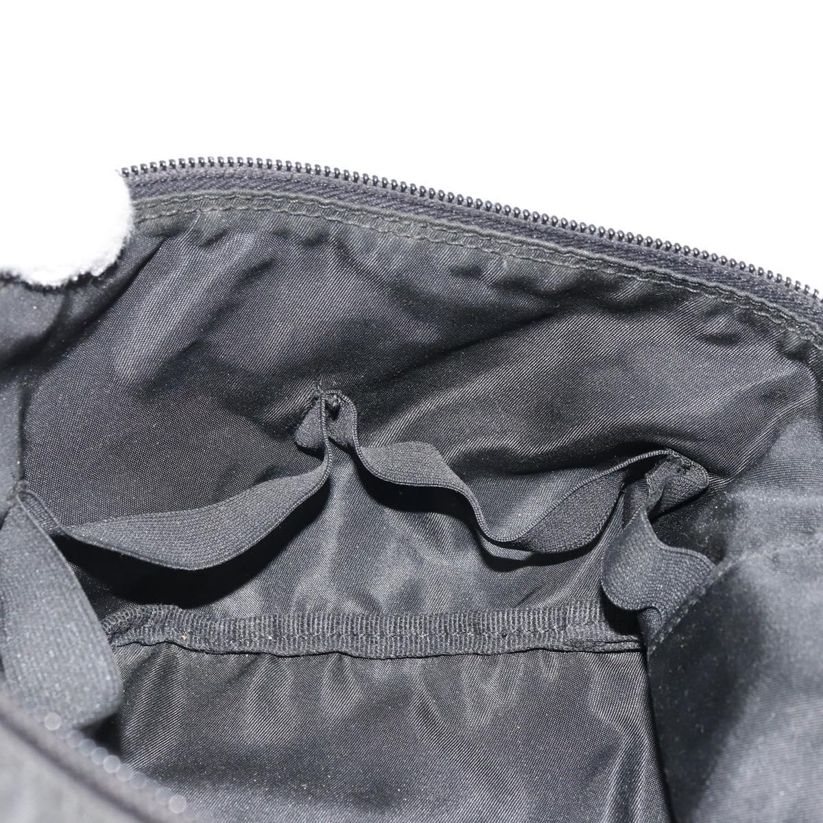 PRADA Vanity Pouch Nylon Black Silver Auth 175305
