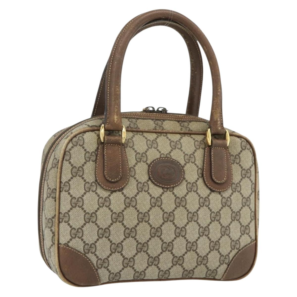 GUCCI GG Supreme Hand Bag PVC Beige Gold 000 58 0090 Auth 175308