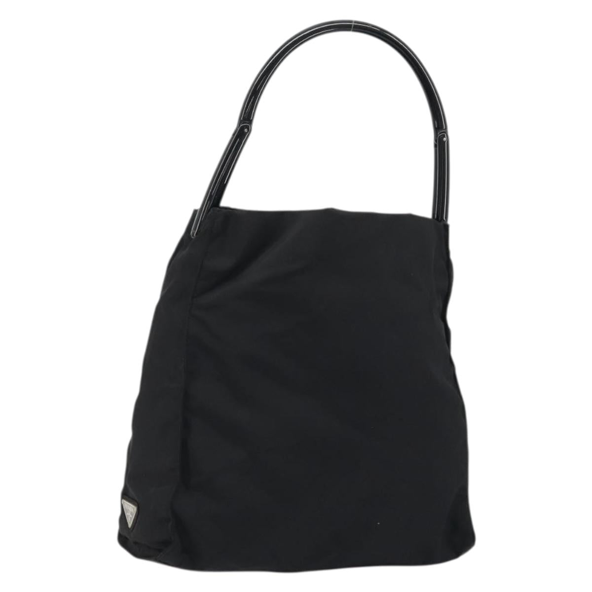 PRADA Hand Bag Nylon Black Silver Auth 175323