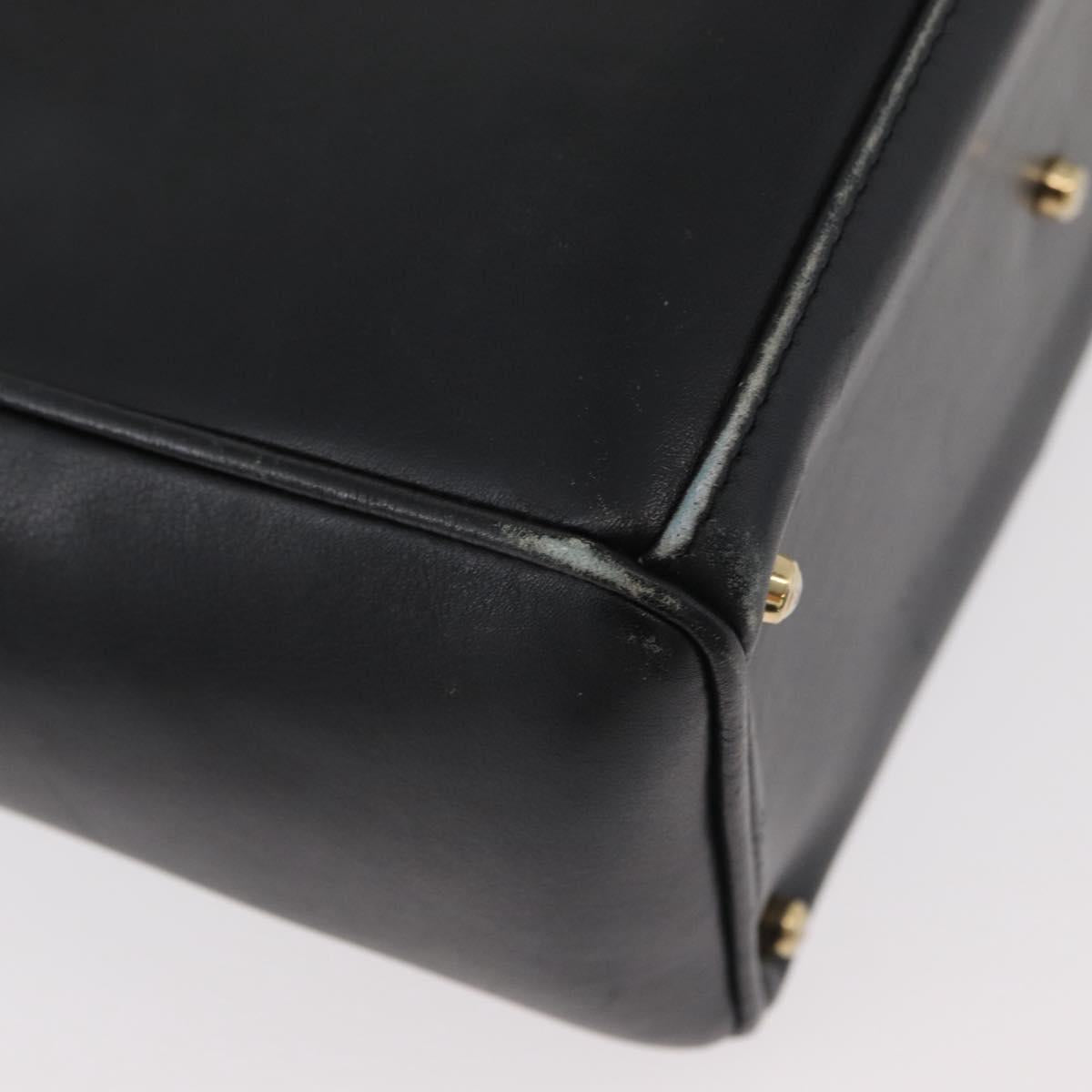GUCCI Bamboo Hand Bag Leather 2way Black Gold 001 123 1638 Auth 175334