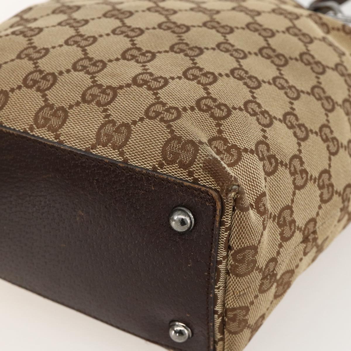 GUCCI GG Canvas Tote Bag Beige Silver 120840 Auth 175340