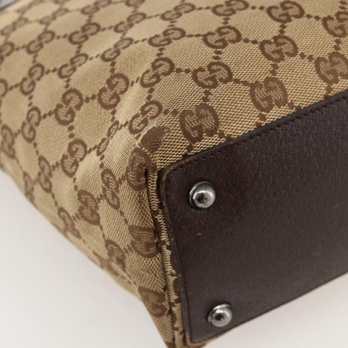 GUCCI GG Canvas Tote Bag Beige Silver 120840 Auth 175340