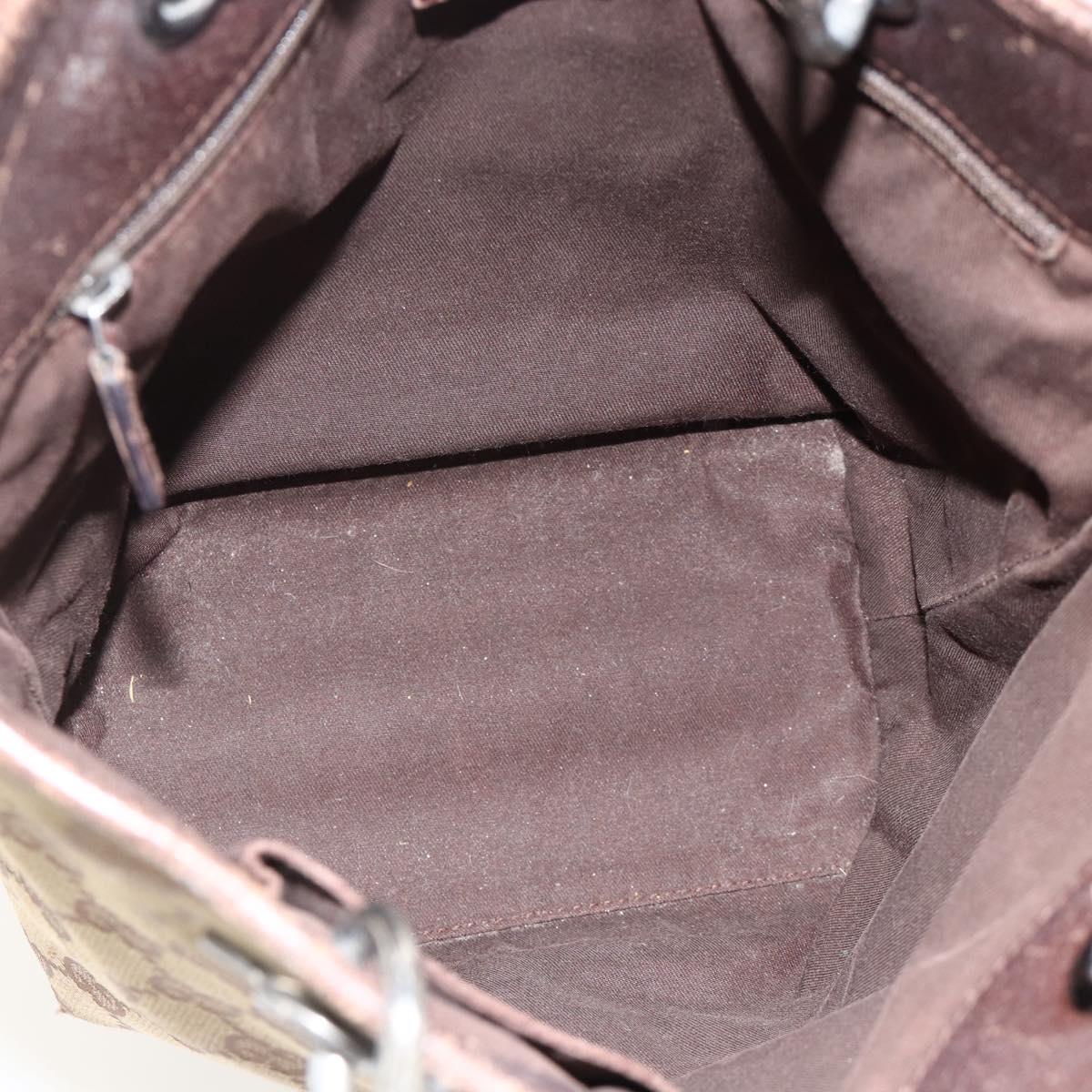 GUCCI GG Canvas Tote Bag Beige Silver 120840 Auth 175340