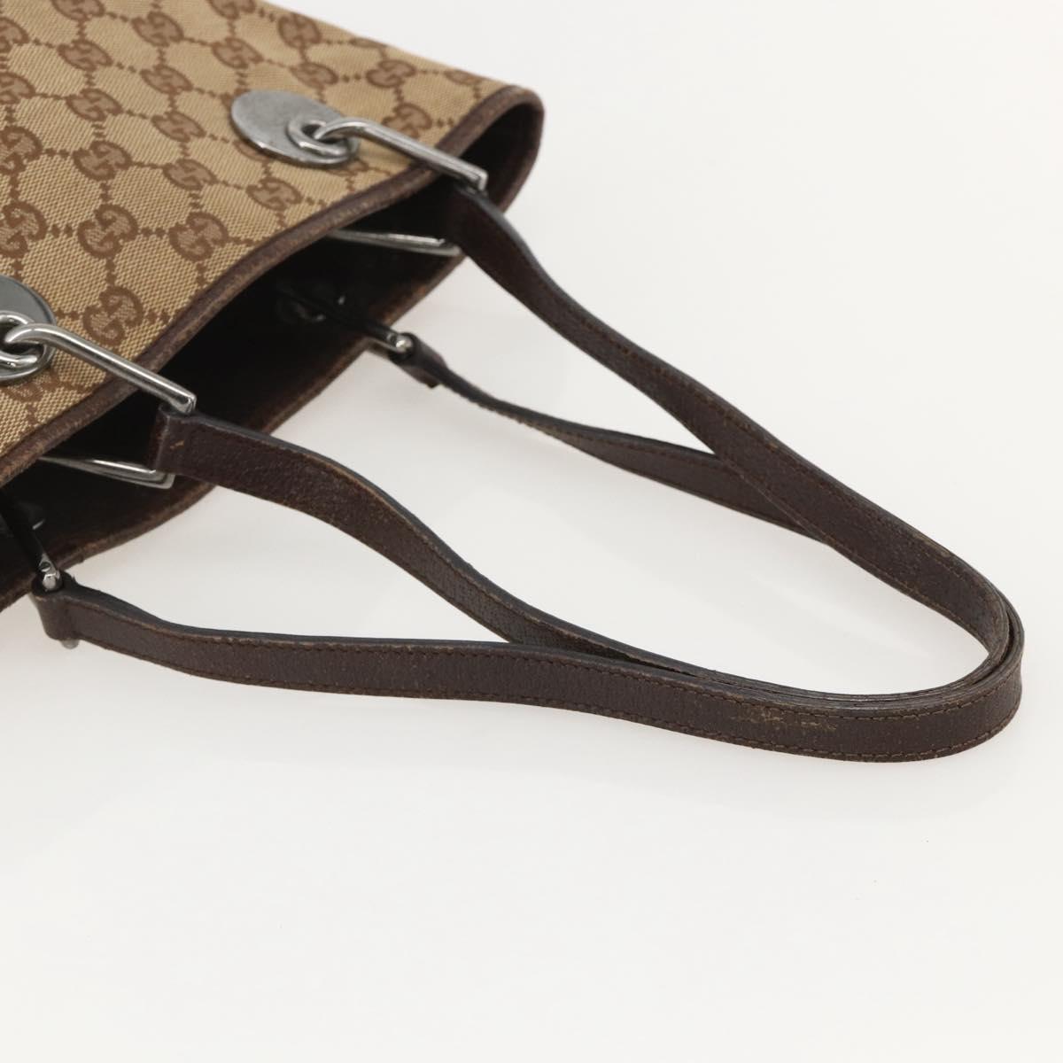 GUCCI GG Canvas Tote Bag Beige Silver 120840 Auth 175340