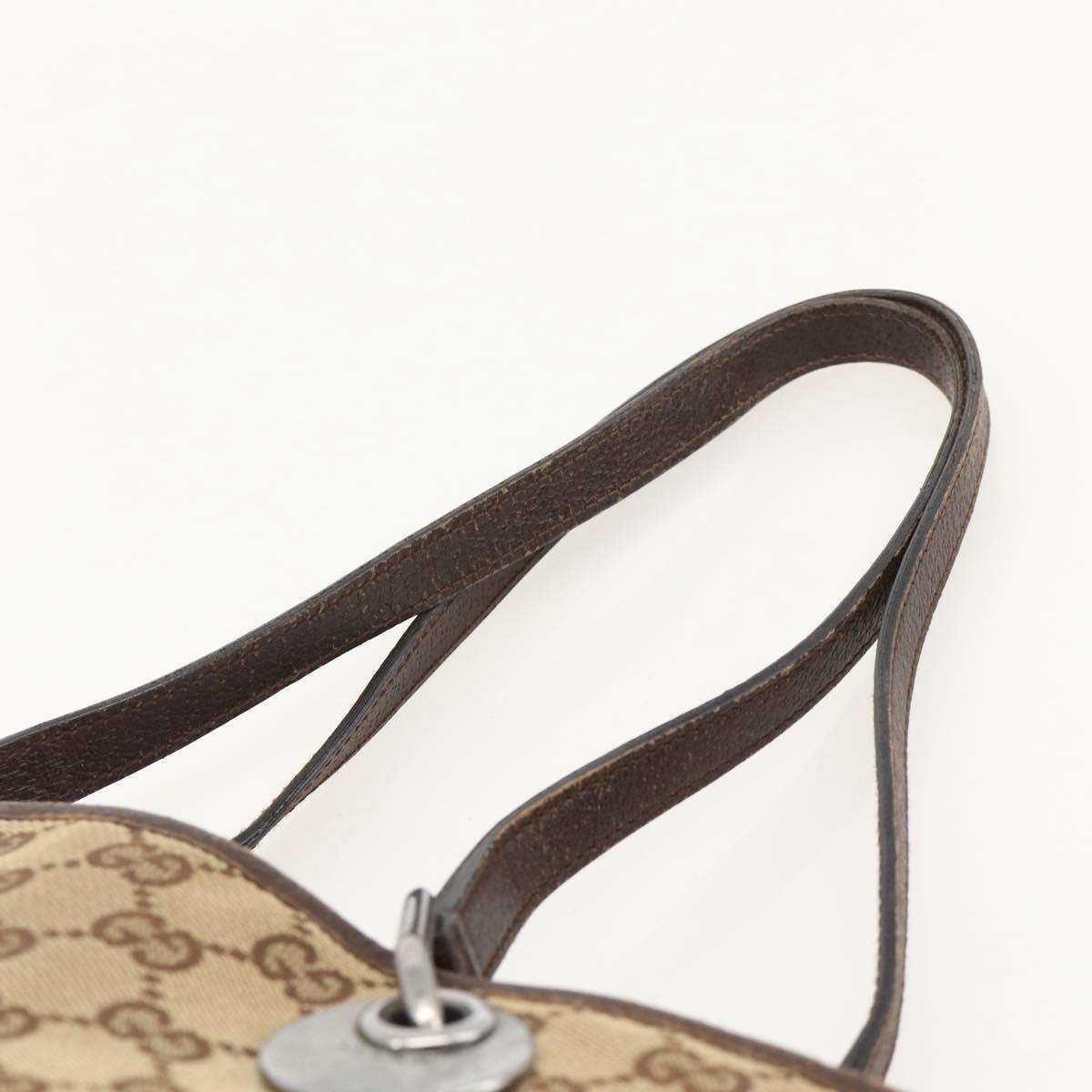 GUCCI GG Canvas Tote Bag Beige Silver 120840 Auth 175340