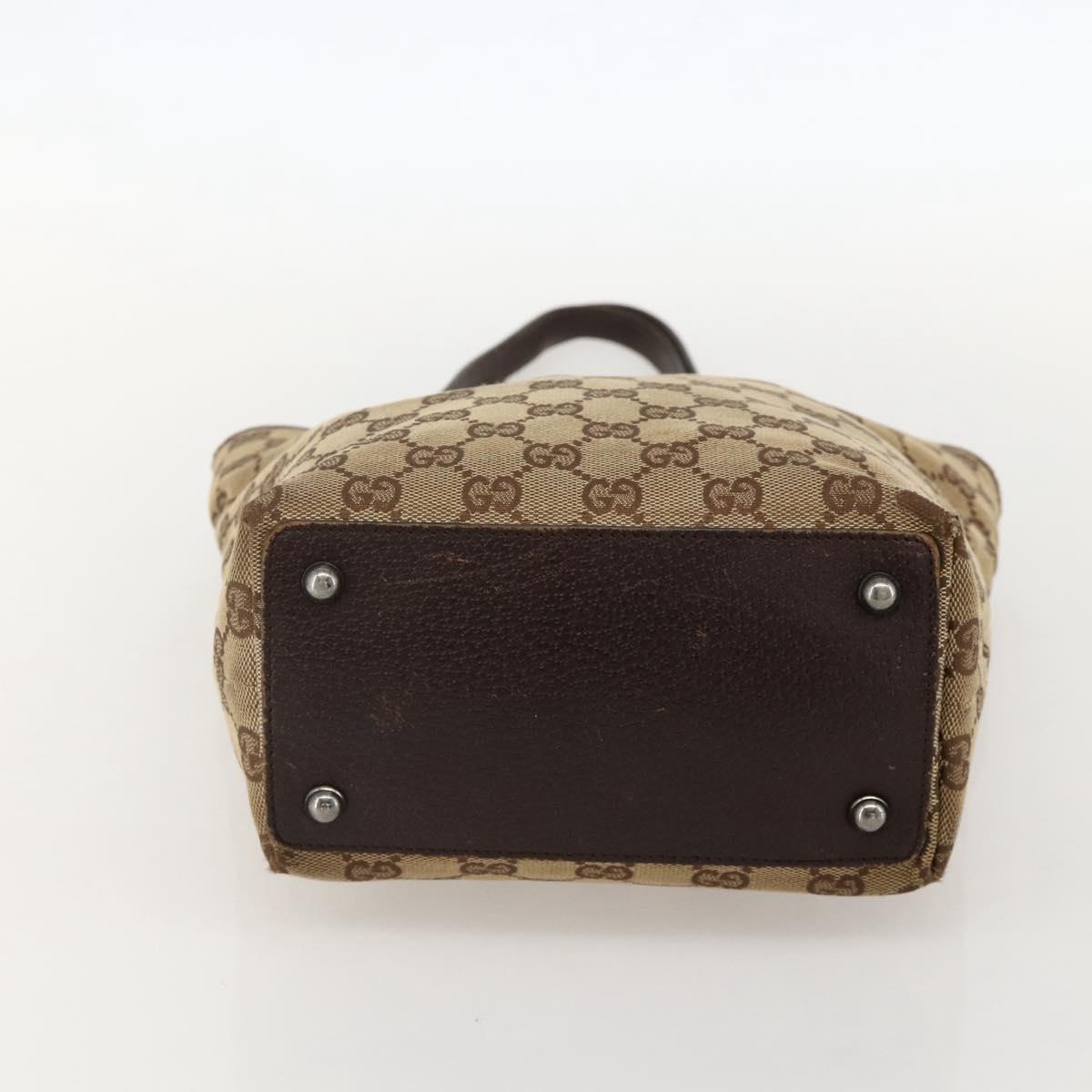 GUCCI GG Canvas Tote Bag Beige Silver 120840 Auth 175340