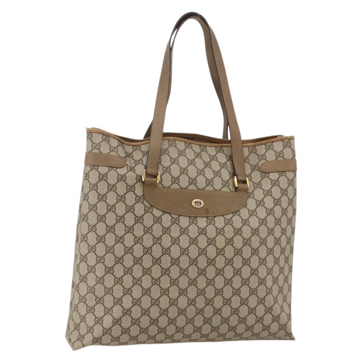 GUCCI GG Supreme Tote Bag PVC Beige Gold 39 02 061 Auth 175347