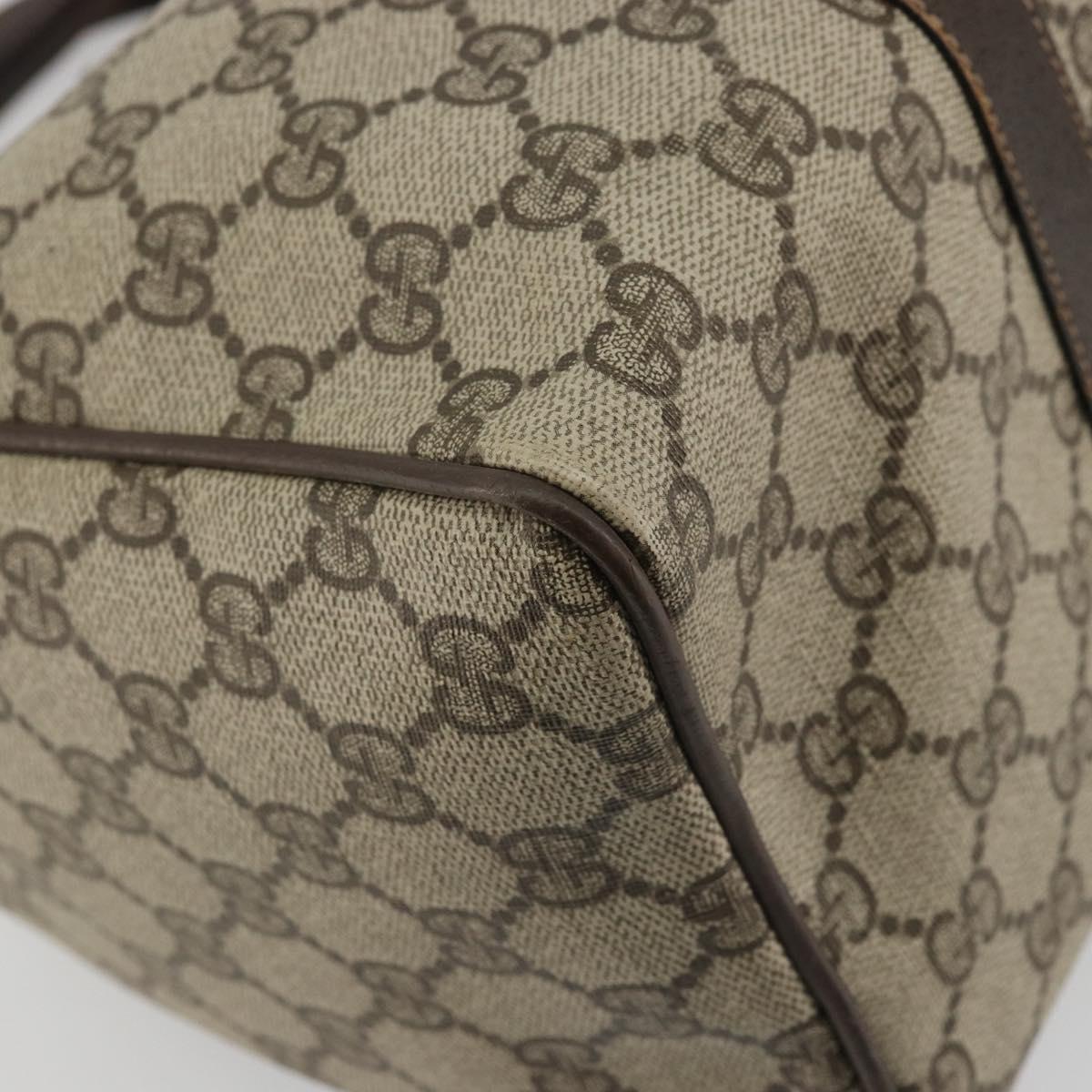 GUCCI GG Supreme Web Sherry Line Hand Bag PVC Beige Gold Auth 175351