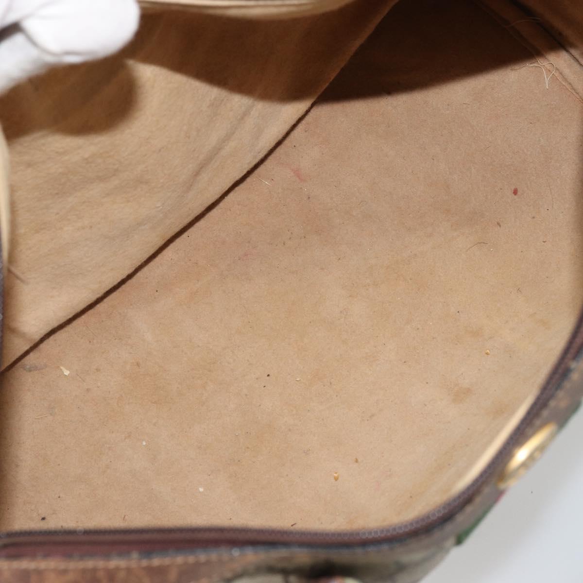 GUCCI GG Supreme Web Sherry Line Hand Bag PVC Beige Gold Auth 175351