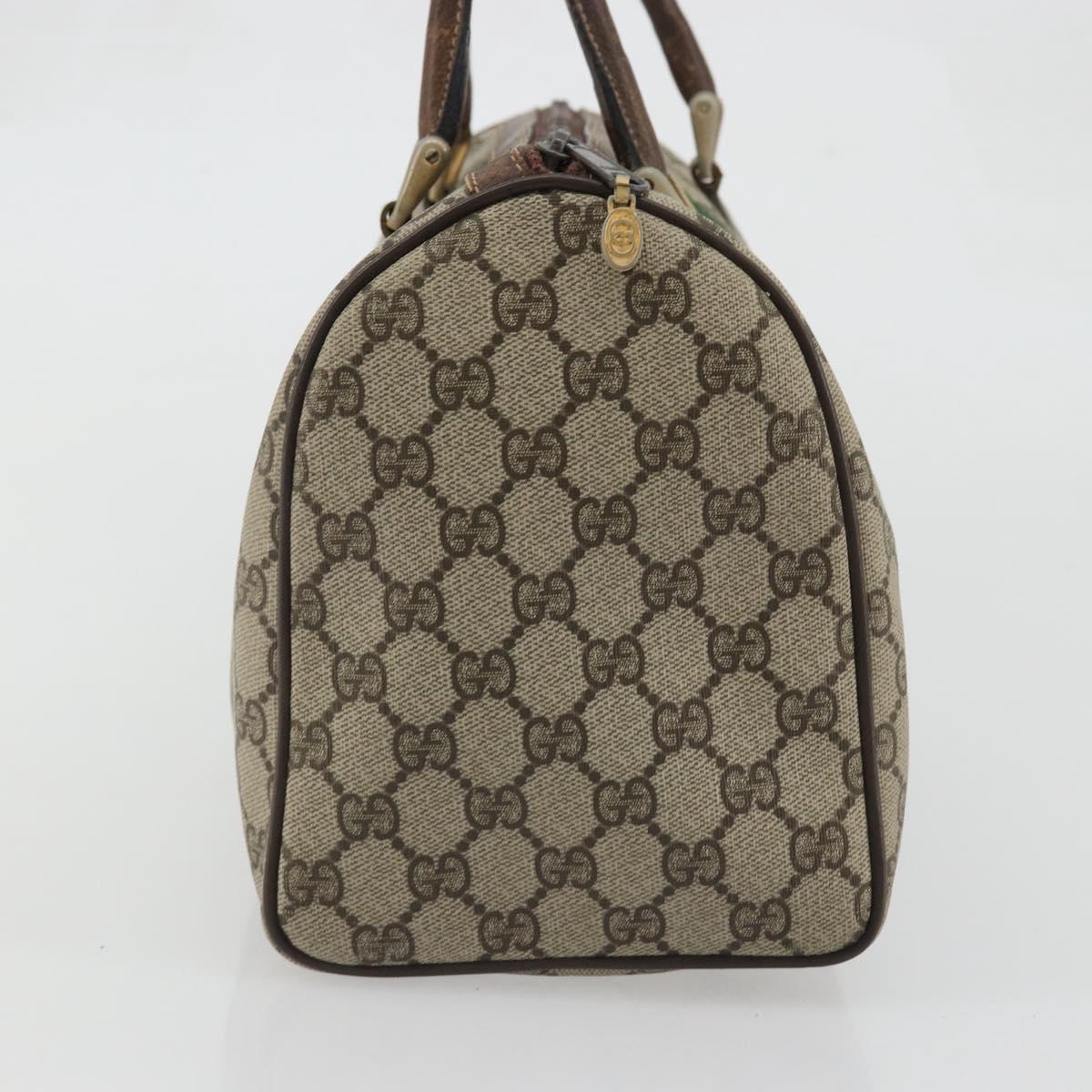 GUCCI GG Supreme Web Sherry Line Hand Bag PVC Beige Gold Auth 175351