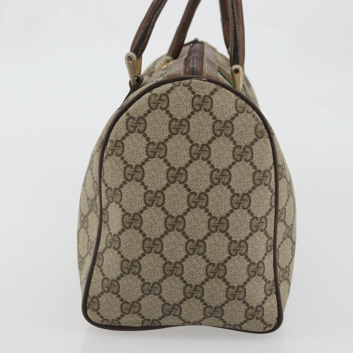 GUCCI GG Supreme Web Sherry Line Hand Bag PVC Beige Gold Auth 175351