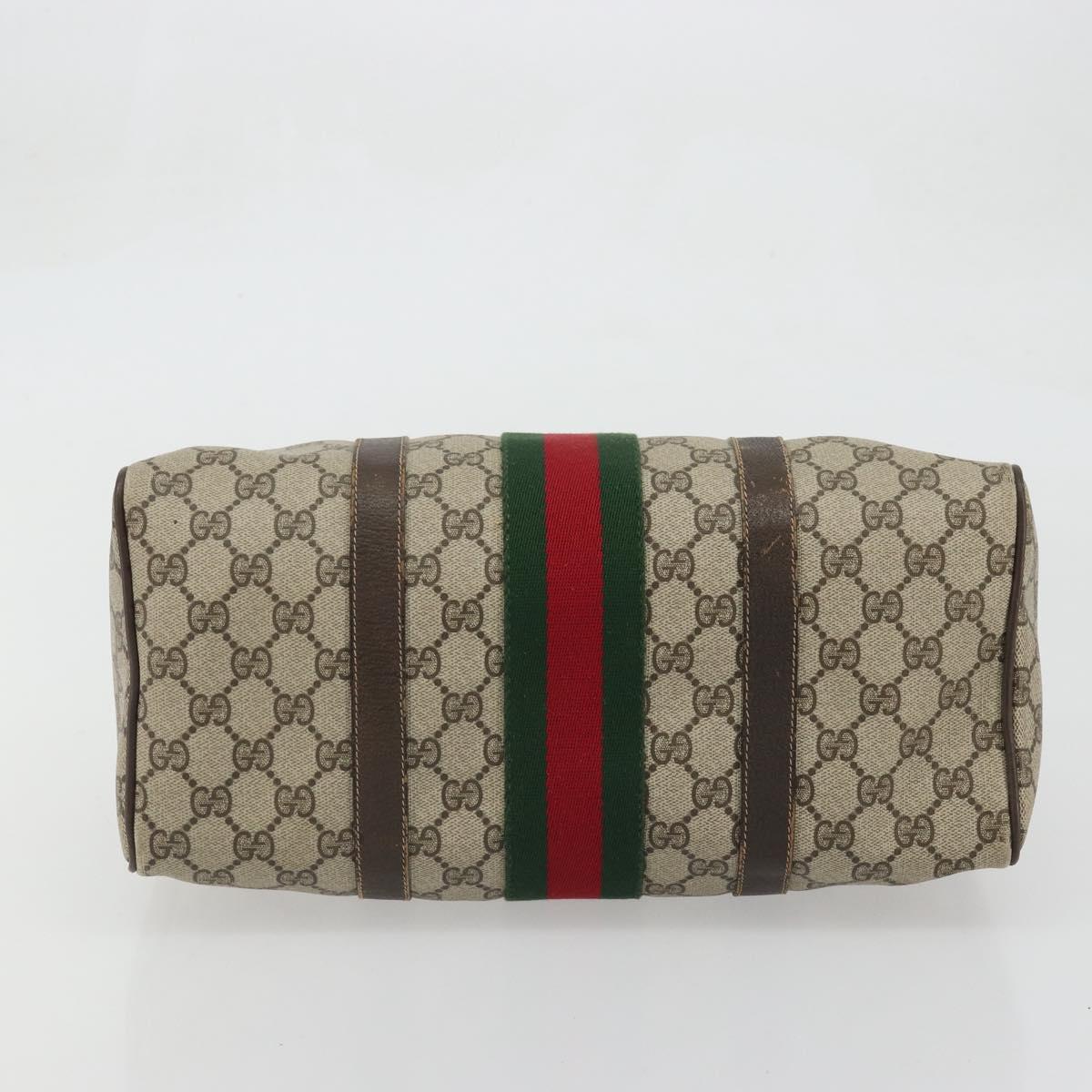 GUCCI GG Supreme Web Sherry Line Hand Bag PVC Beige Gold Auth 175351
