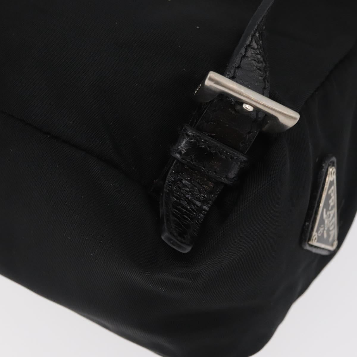 PRADA Backpack Nylon Leather Black Silver Auth 175358